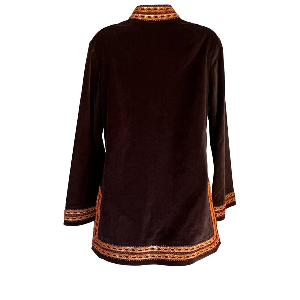 ππ SOLD ππ TORY BURCH BROWN VELVET VINTAGE INSPIRED BEADED TOP - Picture 10 of 13